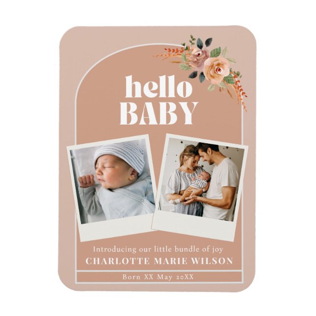 Magnet Flexible Annonce de naissance de bébé Hello  (Vertical)