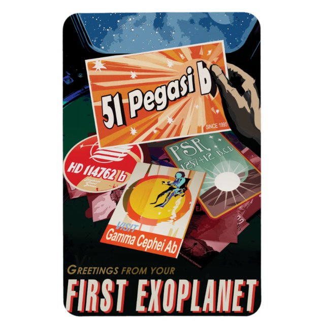 Magnet Flexible Annonce de voyage Sci-Fi, Planet 51 Pegasi b (Vertical)