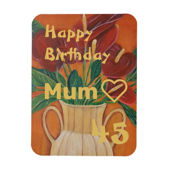 Magnet Flexible Antarium Peinture Fleur Personnalisé maman Carte A (Vertical)