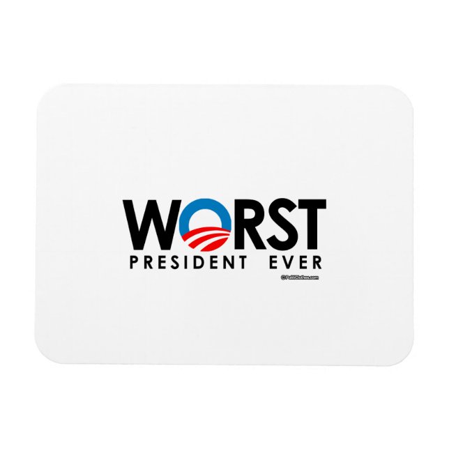 MAGNET FLEXIBLE ANTI-OBAMA - LE PIRE PRÉSIDENT JAMAIS (Horizontal)