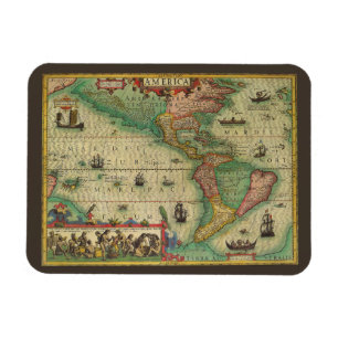 Magnet Flexible Antique carte du vieux monde des Amériques, 1606