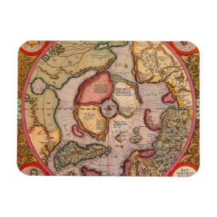 Magnet Flexible Antique carte du Vieux Monde, Pôle Nord Arctique, 