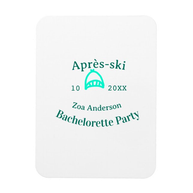 Magnet Flexible Après-ski bachelorette party turquoise hat name da (Vertical)