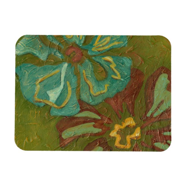 Magnet Flexible Aqua et Fleurs orange brûlées sur Arrière - plan v (Horizontal)