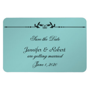 Magnet Flexible Aqua et Noir mariage élégant Enregistrer la date