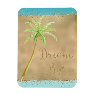 Magnet Flexible Aqua Gold Glitz Parties scintillant Tropical Palm 