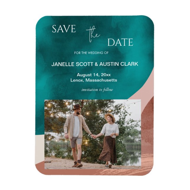Magnet Flexible Aquarelle Abstraite Enregistrer la date (Vertical)