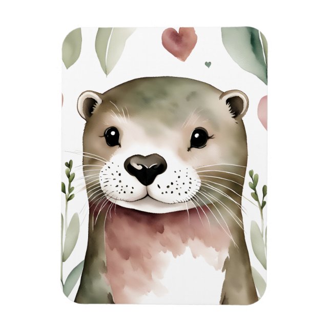 Magnet Flexible Aquarelle adorable Otter (Vertical)