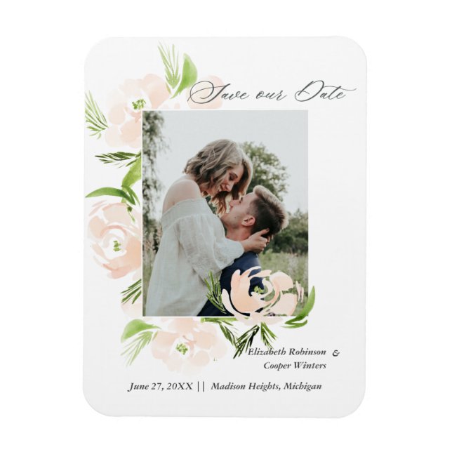 Magnet Flexible Aquarelle bleu fleur tendance Enregistrer la carte (Vertical)