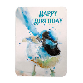 Magnet Flexible Aquarelle bleu Wren Joyeux Anniversaire Wrens Aqua