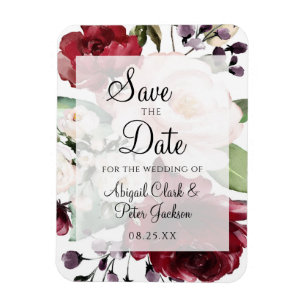 Magnet Flexible Aquarelle Bourgogne Floral Vellum Enregistrer la d