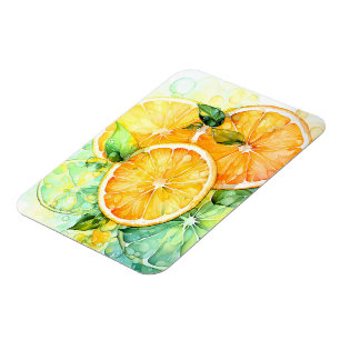 Magnet Flexible Aquarelle Citron Orange Citron Vert Cuisine Botani