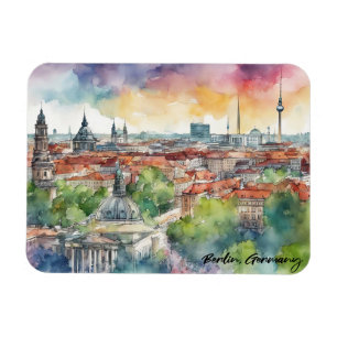 Magnet Flexible Aquarelle couleur Berlin Allemagne Skyline
