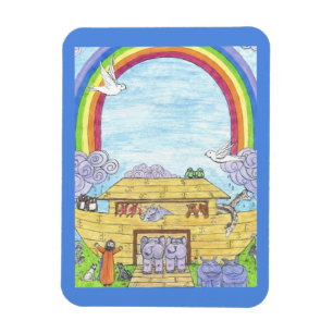 Magnet Flexible Aquarelle de l'arche de Noé Eléphant animal arc-en