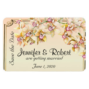 Magnet Flexible Aquarelle de l'orchidée Pêcher Mariage de l'épi En