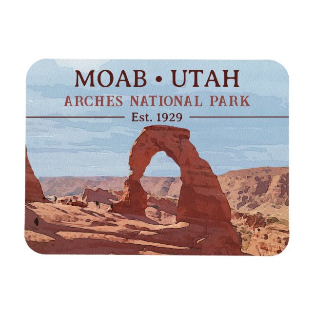 Magnet Flexible Aquarelle Delicate Arch Moab Utah National Park (Horizontal)