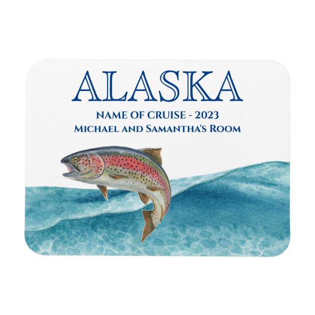 Magnet Flexible Aquarelle du Saumon de croisière de l'Alaska (Horizontal)