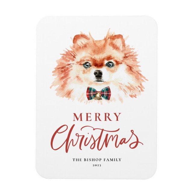 Magnet Flexible Aquarelle festive Chien roumain Joyeux Noël (Vertical)