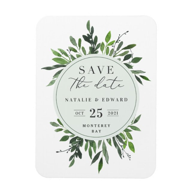 Magnet Flexible aquarelle feuillue enregistrer l'aimant de date (Vertical)