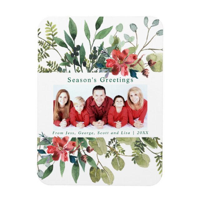Magnet Flexible Aquarelle Fleurs rouges Végétation hivernale Photo (Vertical)