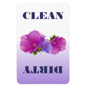 Magnet Flexible Aquarelle florale Lave-vaisselle propre ou sale