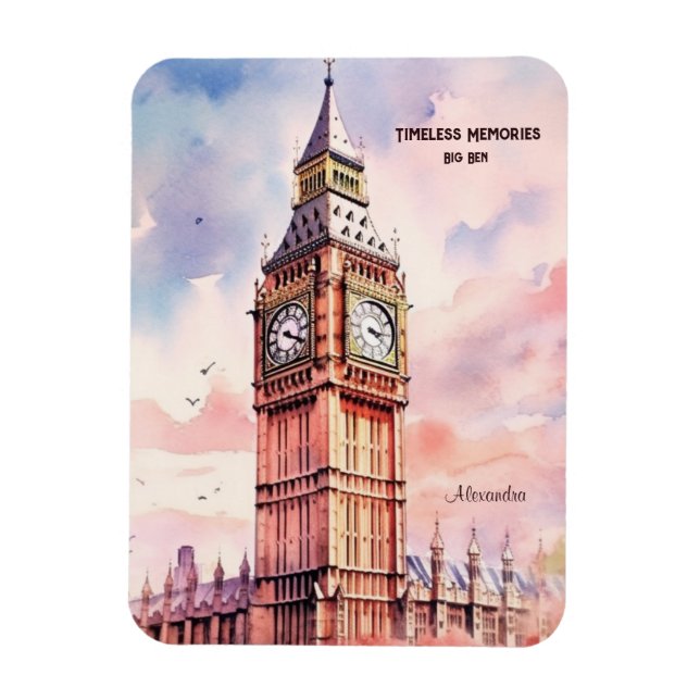 Magnet Flexible Aquarelle Icone Landmark City Londres Big Ben (Vertical)