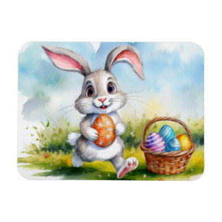 Magnet Flexible Aquarelle mignonne Lapin de Pâques