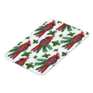 Magnet Flexible aquarelle Oiseau cardinal rouge