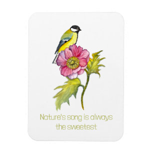 Magnet Flexible Aquarelle Oiseau et fleurs