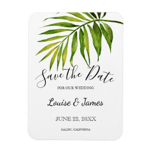 Magnet Flexible Aquarelle Palme tropicale Enregistrer la date Mari