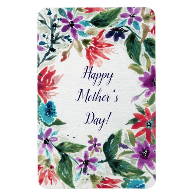 Magnet Flexible Aquarelle Peinte Florale Wreath Fête des Mères (Vertical)