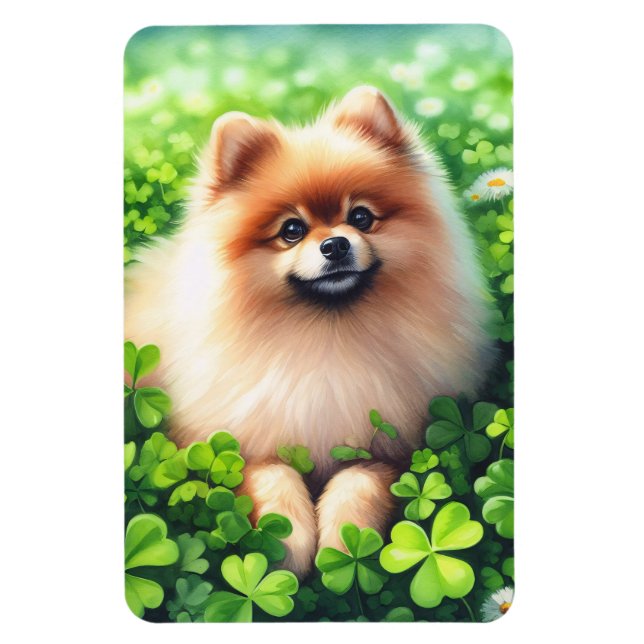 Magnet Flexible Aquarelle Poméranie Shamrocks verts Flexible (Vertical)