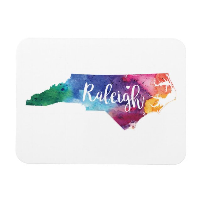 Magnet Flexible Aquarelle Raleigh, Caroline du Nord (Horizontal)