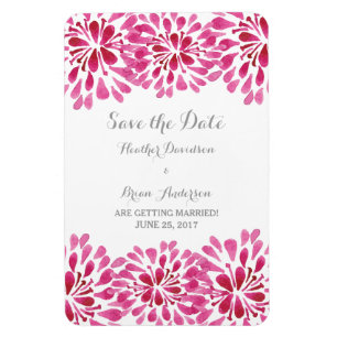 Magnet Flexible Aquarelle rose Chrysanthemum Enregistrer la date