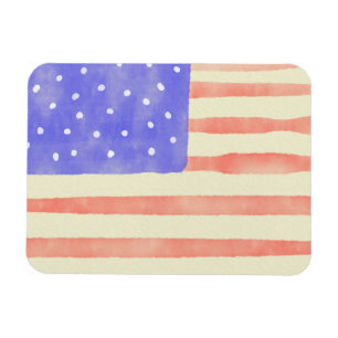Magnet Flexible Aquarelle rustique États-Unis Drapeau américain Ma