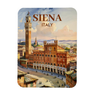 Magnet Flexible Aquarelle Sienne Italie Vintage Piazza del Campo