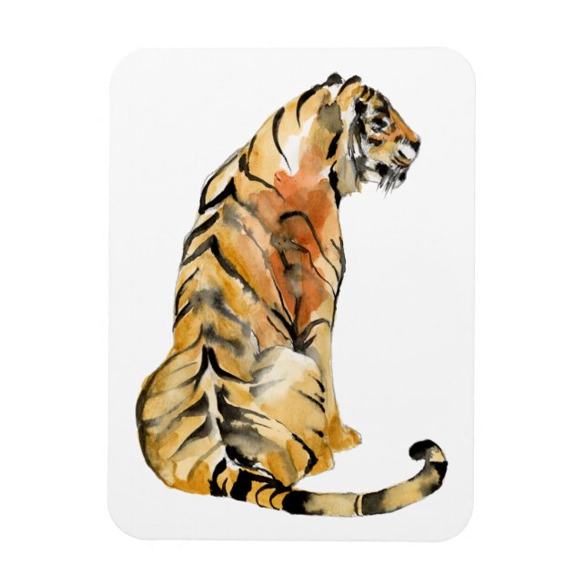 Magnet Flexible Aquarelle Tiger assis (Vertical)