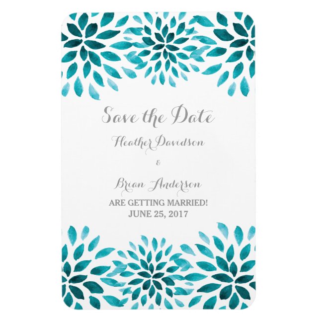 Magnet Flexible Aquarelle turquoise Chrysanthemum Enregistrer la d (Vertical)