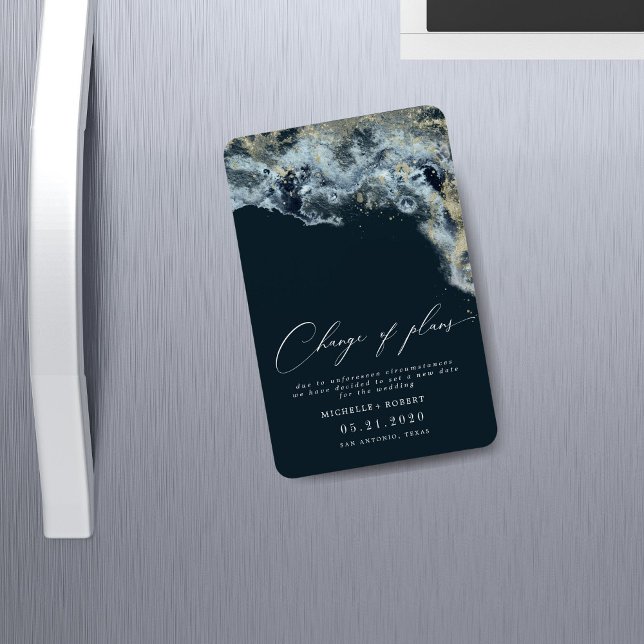 Magnet Flexible Aquarelle Waves Gold Mariage Modifier La Date (Créateur téléchargé)