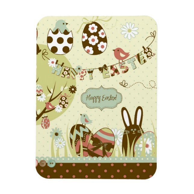 Magnet Flexible Arbre de Pâques et une ligne de linge avec lettres (Vertical)