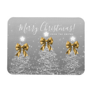 Magnet Flexible Arbres de Noël argentés de fêtes Greeting Or