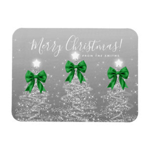 Magnet Flexible Arbres de Noël argentés de vacances Salutation Ver