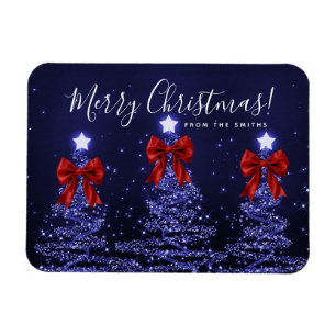 Magnet Flexible Arbres de Noël Bleu Marine Fériés Salutation Rouge