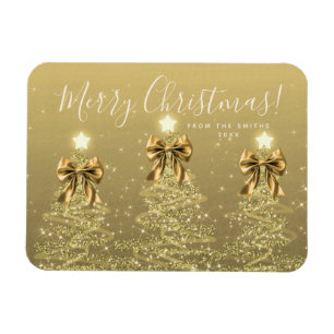 Magnet Flexible Arbres de Noël élégants de vacances en or + Année