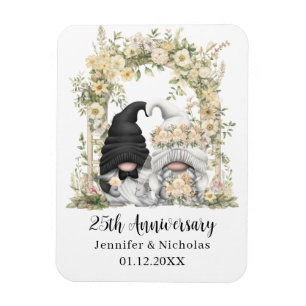 Magnet Flexible Arc floral de crème Gnome 25e anniversaire Mariage