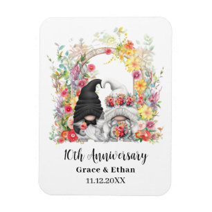 Magnet Flexible Arc floral Gnome personnalisé 10e anniversaire Mar