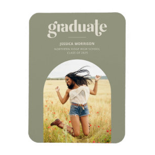 Magnet Flexible Arch Photo moderne Avocado Green Grad Faire-part