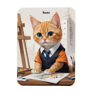 Magnet Flexible Architecte sophistiqué Chat Ginger Kitten Art