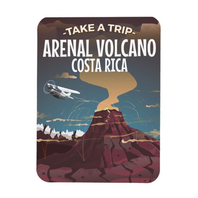 Magnet Flexible Arenal Volcano Costa Rica poster de dessin animé v (Vertical)
