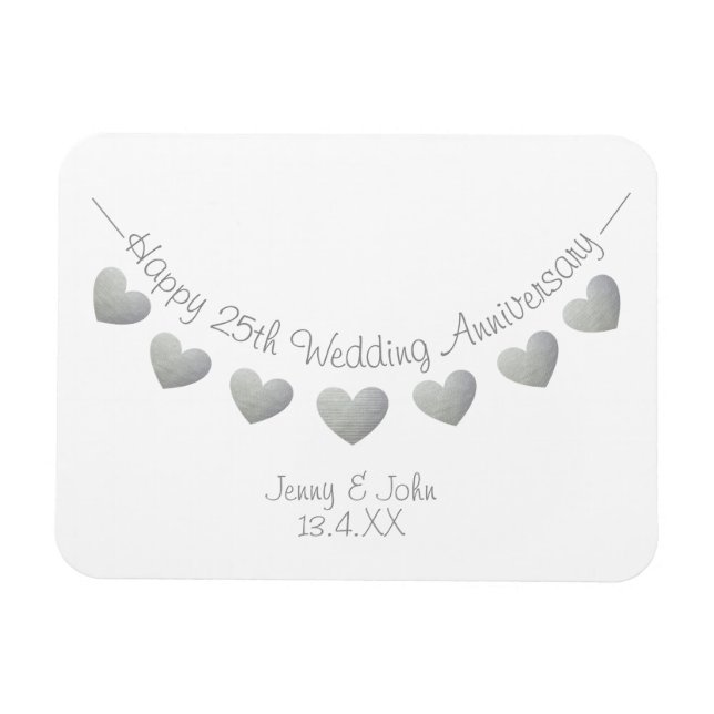 Magnet Flexible Argent 25e anniversaire mariage de l'échange de ca (Horizontal)